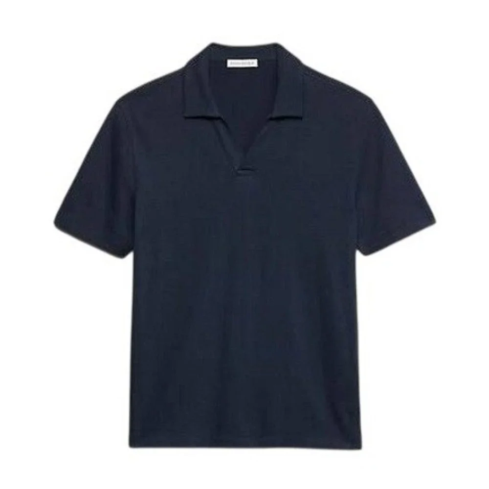 Banana Republic Polo Shirt Men XL Navy Blue Luxe Touch Performance Johnny Collar